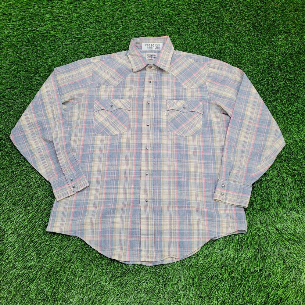 Vintage 80s LEVIS Hippie Western Shirt Large 22x29 Pastel